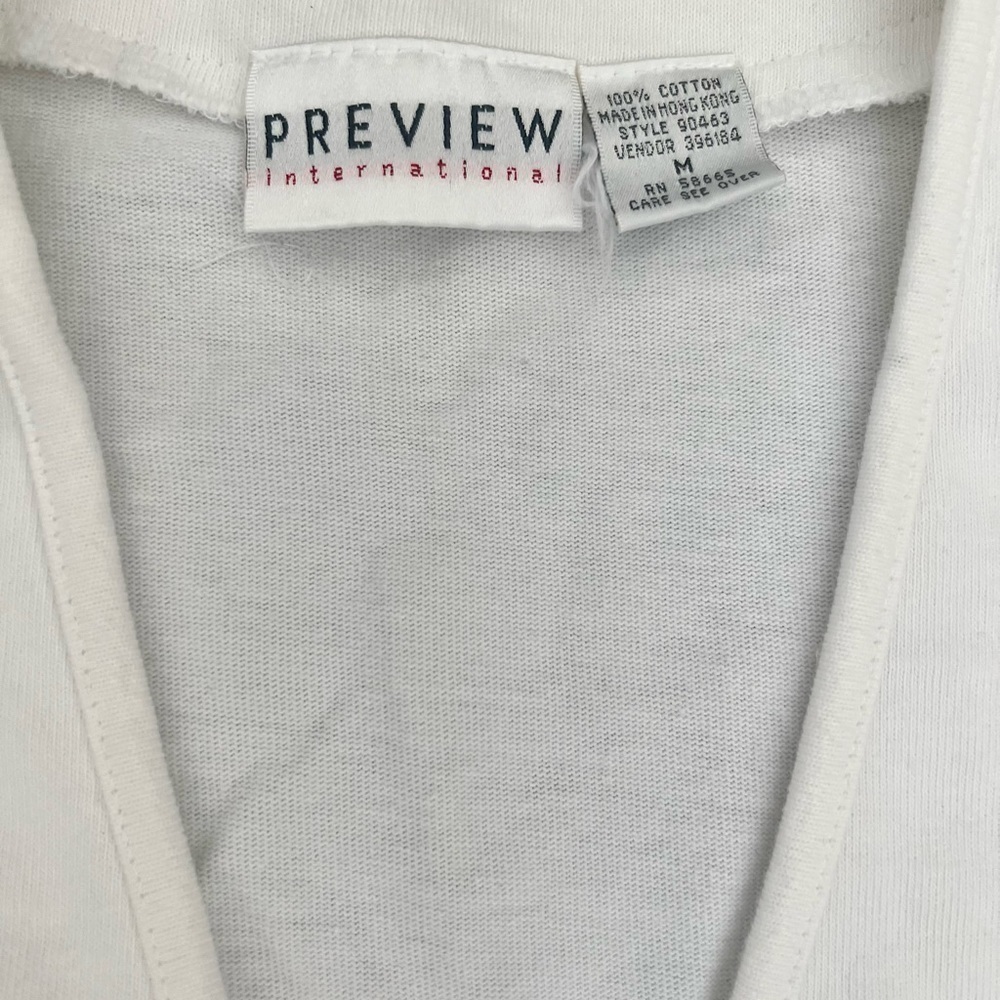 Vintage 90s Preview International White Cardigan Sweatshirt Embroidered M - Picture 5 of 8